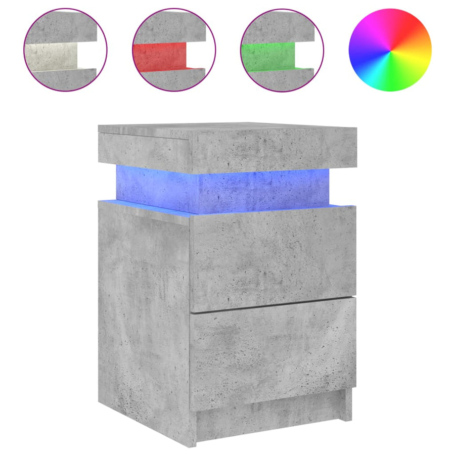 Nachtkastjes Met Led-Verlichting 35X39X55 Cm 2 Betongrijs
