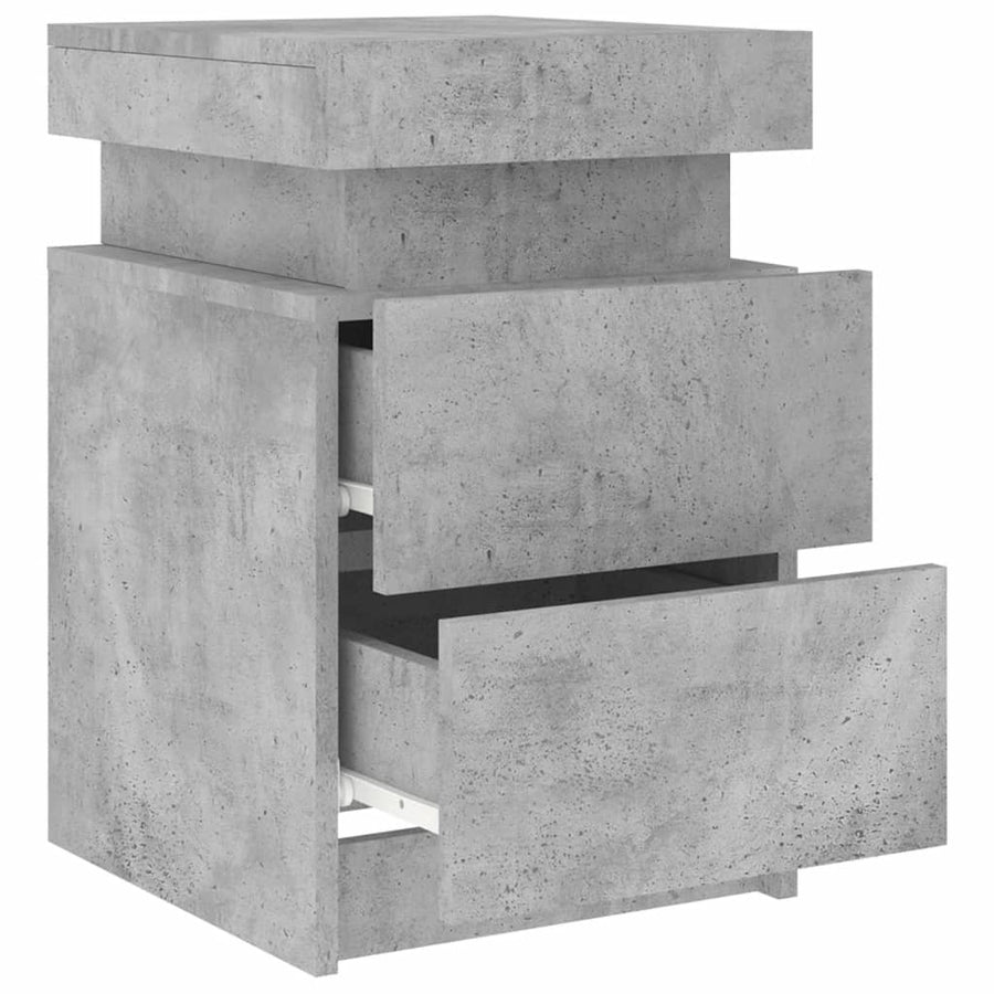 Nachtkastjes Met Led-Verlichting 35X39X55 Cm 2 Betongrijs