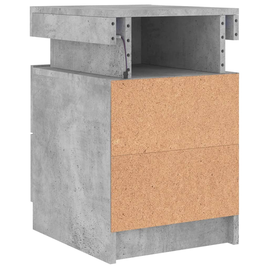 Nachtkastjes Met Led-Verlichting 35X39X55 Cm 2 Betongrijs