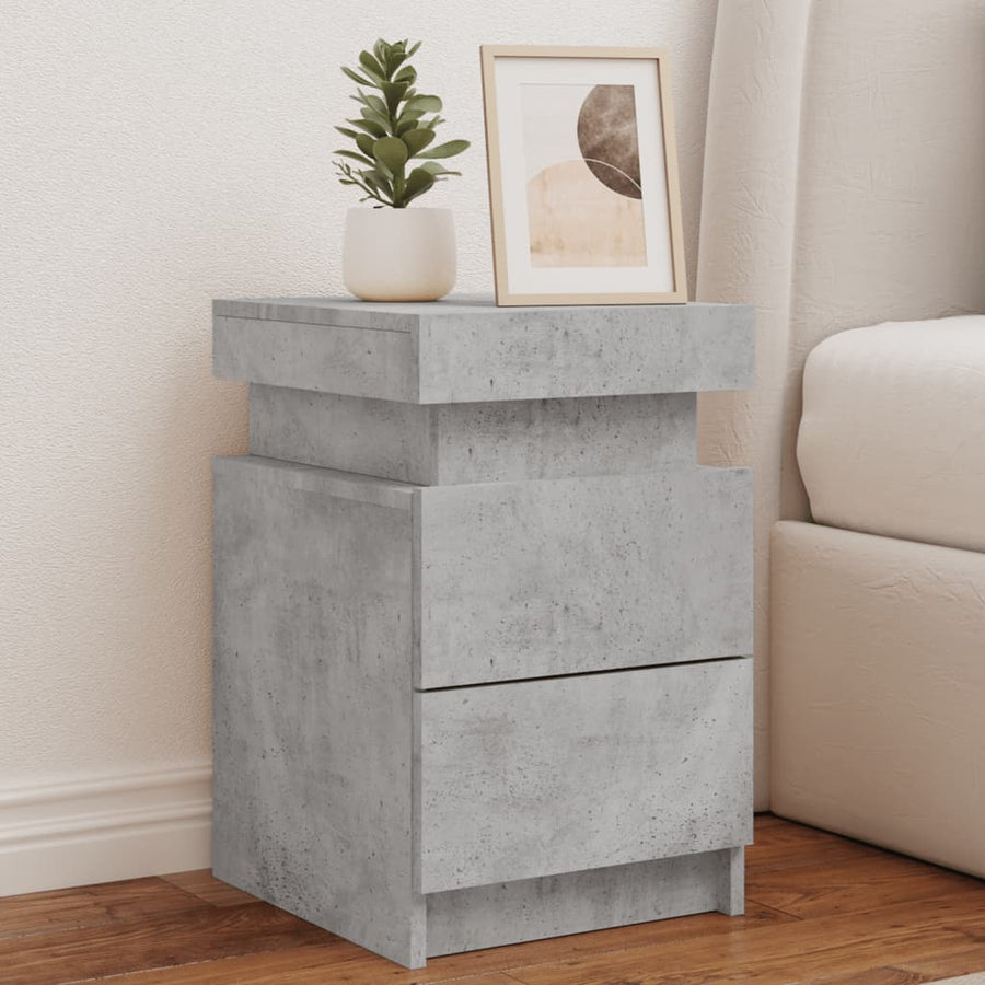 Nachtkastjes Met Led-Verlichting 35X39X55 Cm 2 Betongrijs