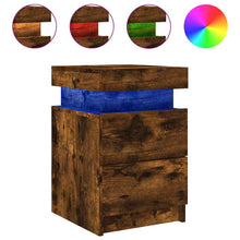 Nachtkastje met LED-verlichting 35x39x55 cm gerookt eikenkleur
