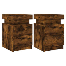 Nachtkastjes met LED-verlichting 2 st 35x39x55 cm gerookt eiken