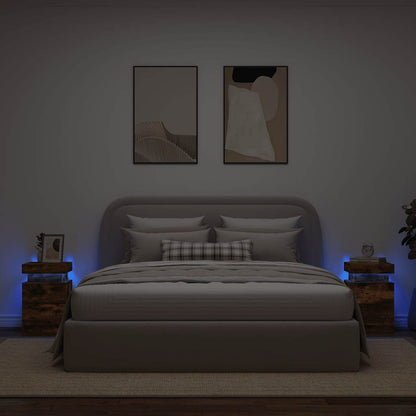 Nachtkastjes met LED-verlichting 2 st 35x39x55 cm gerookt eiken
