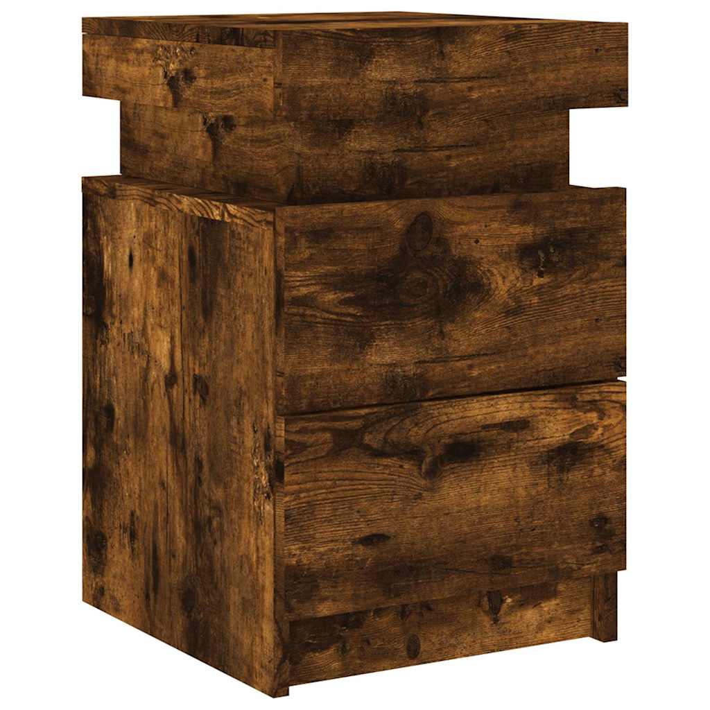 Nachtkastjes met LED-verlichting 2 st 35x39x55 cm gerookt eiken