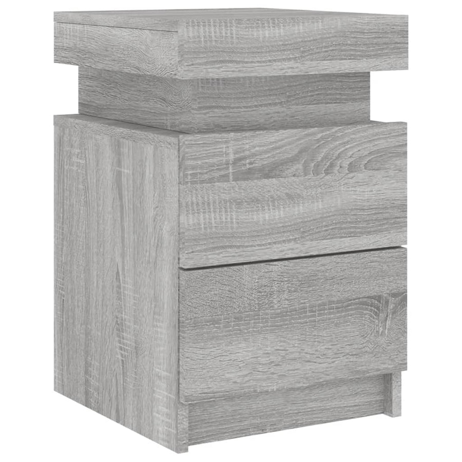 Nachtkastje Met Led-Verlichting 35X39X55 Cm Eiken 1 Grijs sonoma