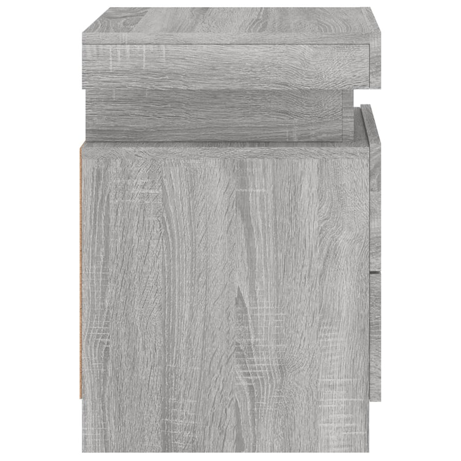 Nachtkastje Met Led-Verlichting 35X39X55 Cm Eiken 1 Grijs sonoma