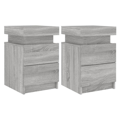 Nachtkastjes Met Led 35X39X55 Cm Eikenkleurig 2 Grijs sonoma