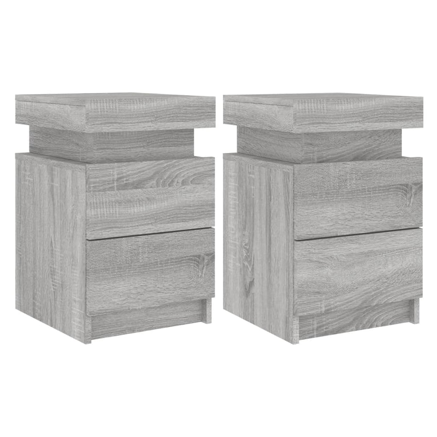 Nachtkastjes Met Led 35X39X55 Cm Eikenkleurig 2 Grijs sonoma