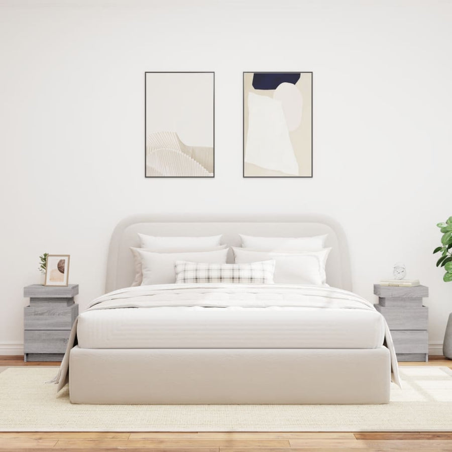 Nachtkastjes Met Led 35X39X55 Cm Eikenkleurig 2 Grijs sonoma