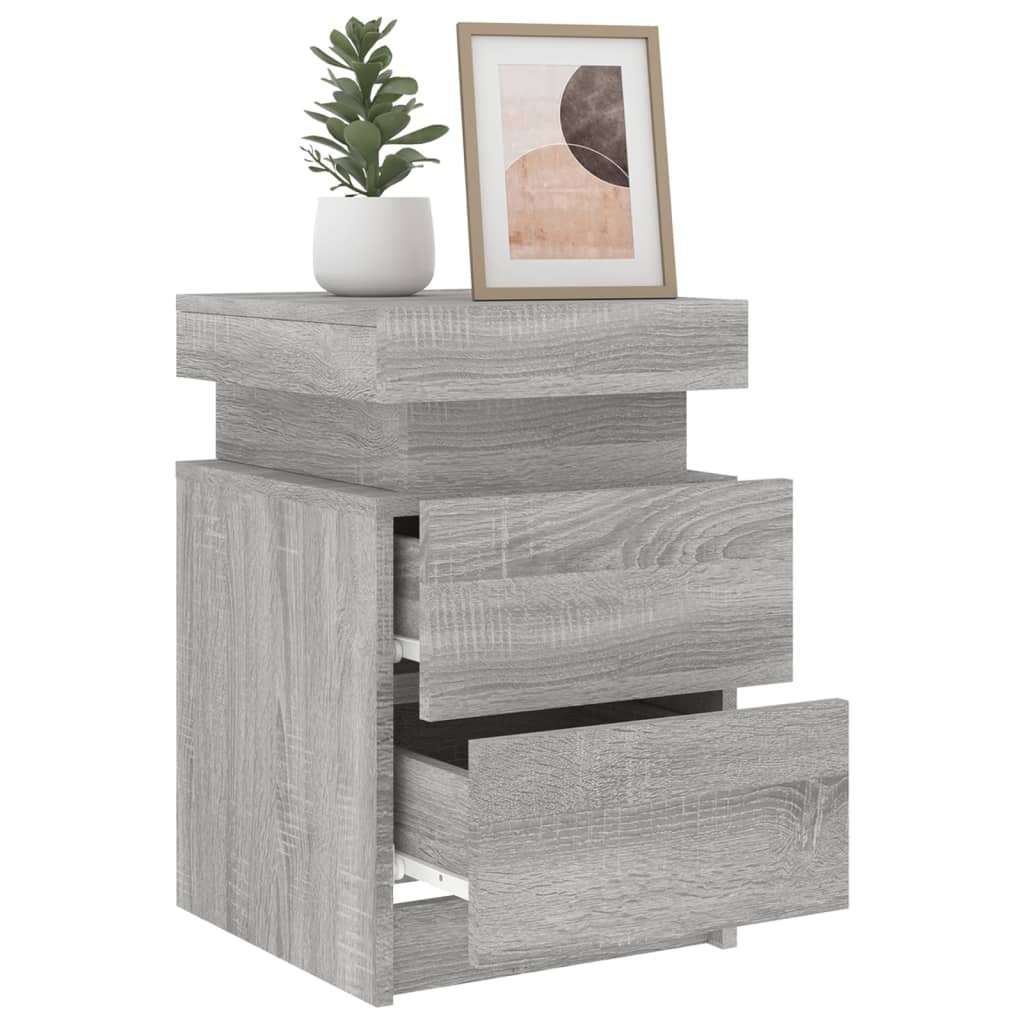 Nachtkastjes Met Led 35X39X55 Cm Eikenkleurig 2 Grijs sonoma