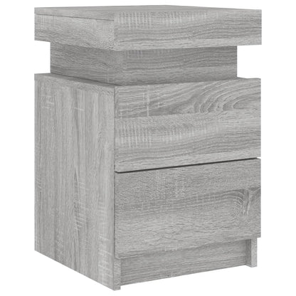Nachtkastjes Met Led 35X39X55 Cm Eikenkleurig 2 Grijs sonoma