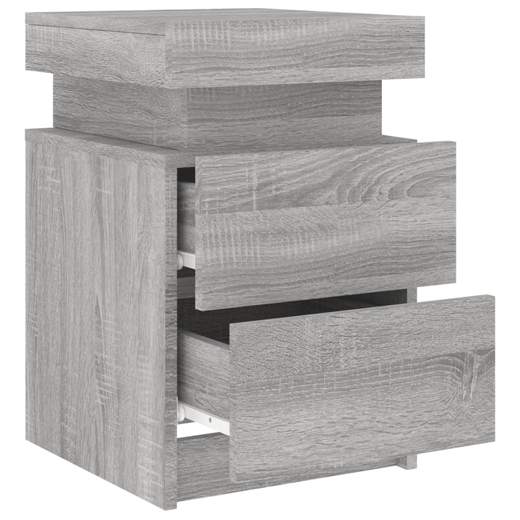 Nachtkastjes Met Led 35X39X55 Cm Eikenkleurig 2 Grijs sonoma