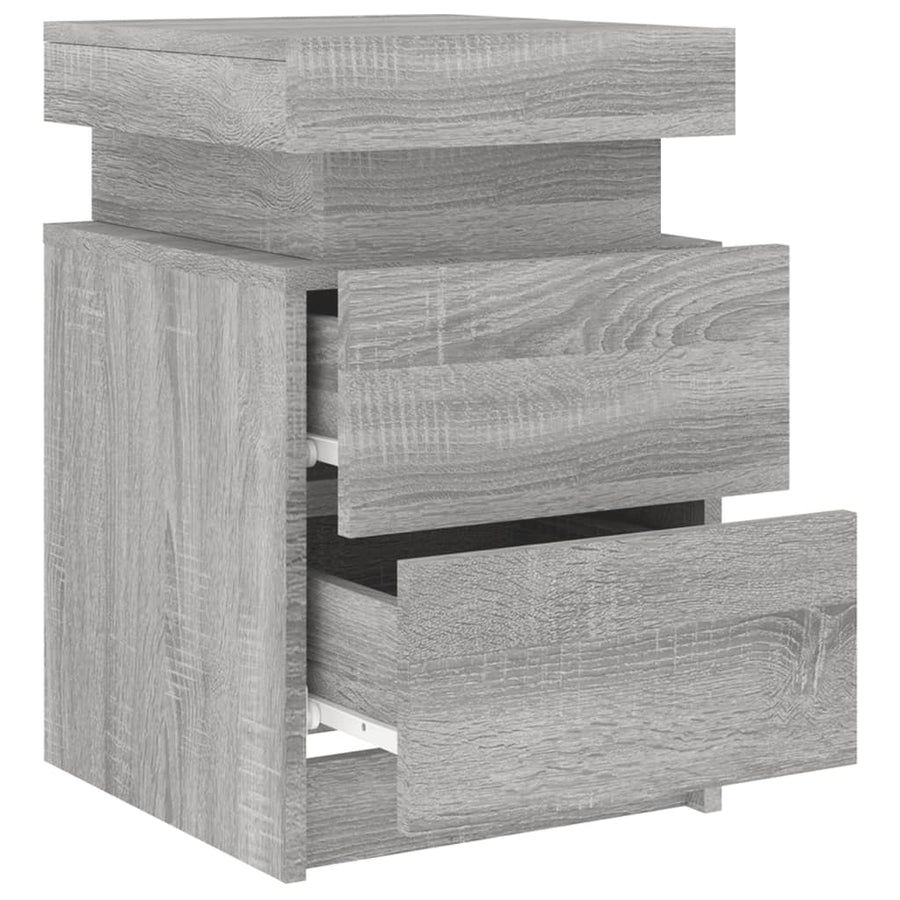 Nachtkastjes Met Led 35X39X55 Cm Eikenkleurig 2 Grijs sonoma
