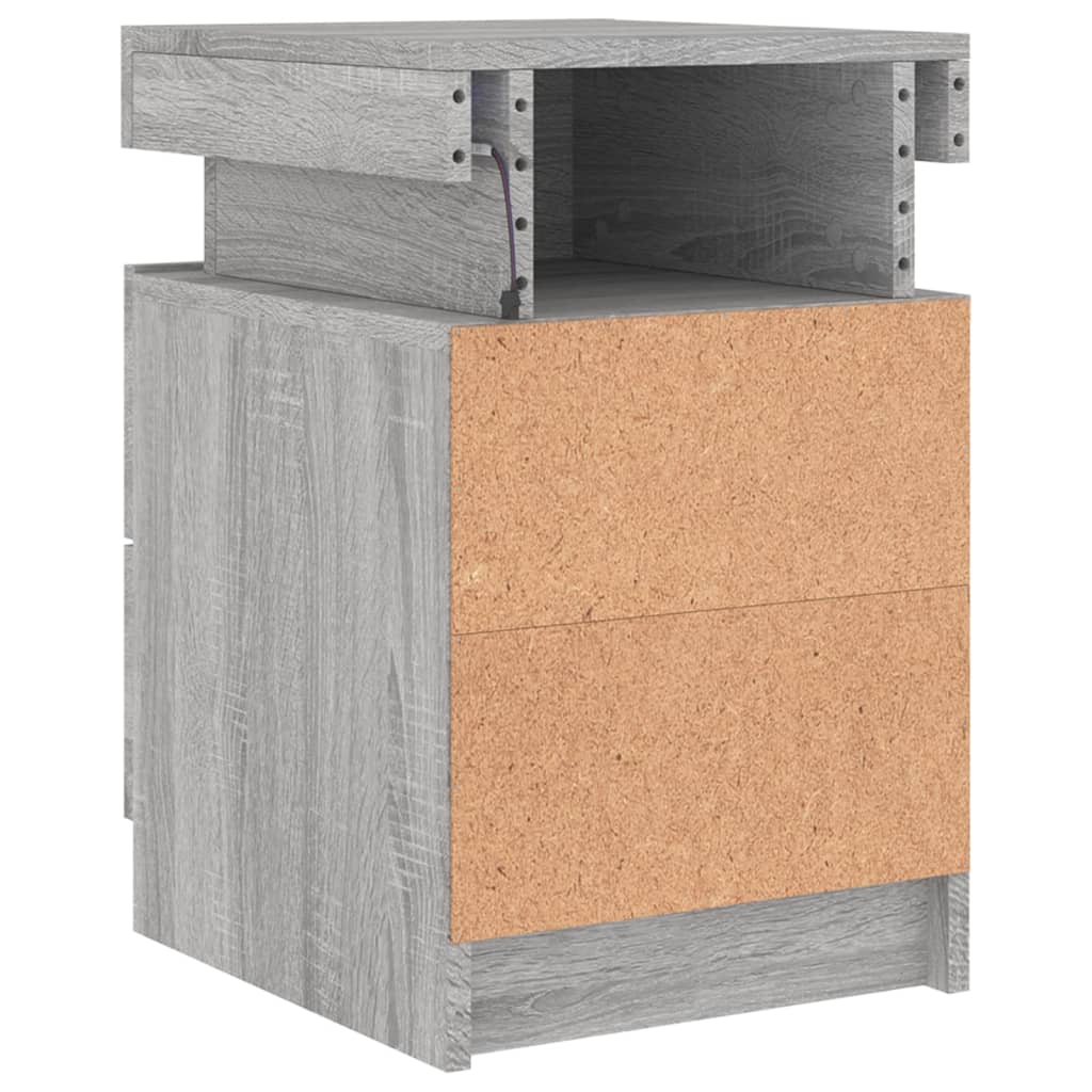 Nachtkastjes Met Led 35X39X55 Cm Eikenkleurig 2 Grijs sonoma