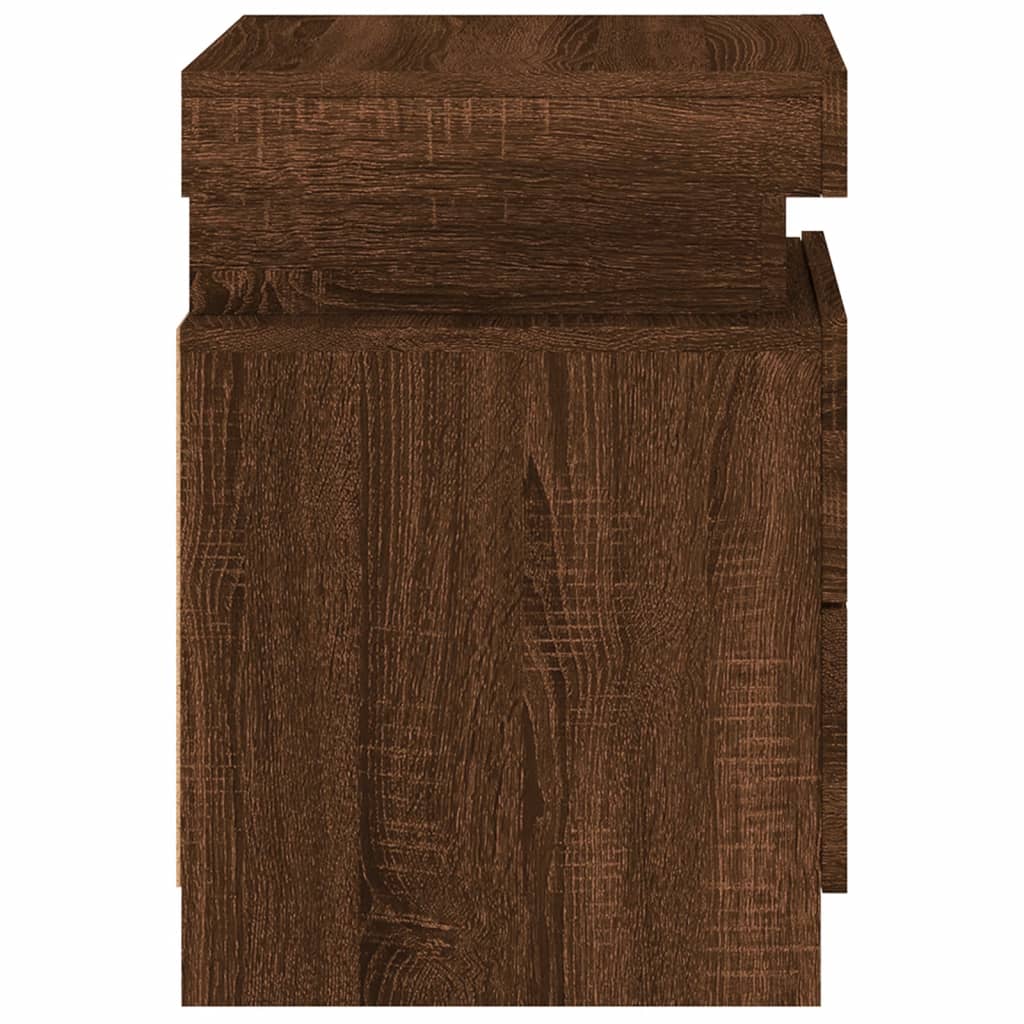 Nachtkastje Met Led-Verlichting 35X39X55 Cm Bruineikenkleurig 1 bruin eikenkleur