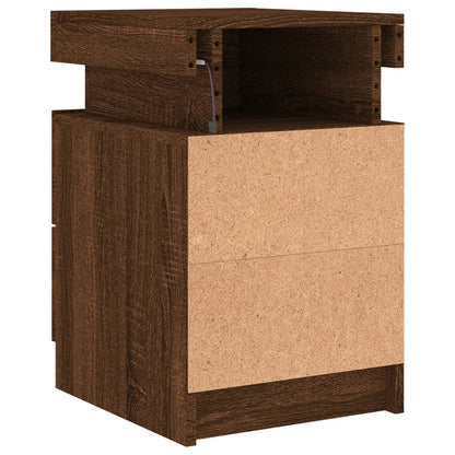 Nachtkastje Met Led-Verlichting 35X39X55 Cm Bruineikenkleurig 1 bruin eikenkleur