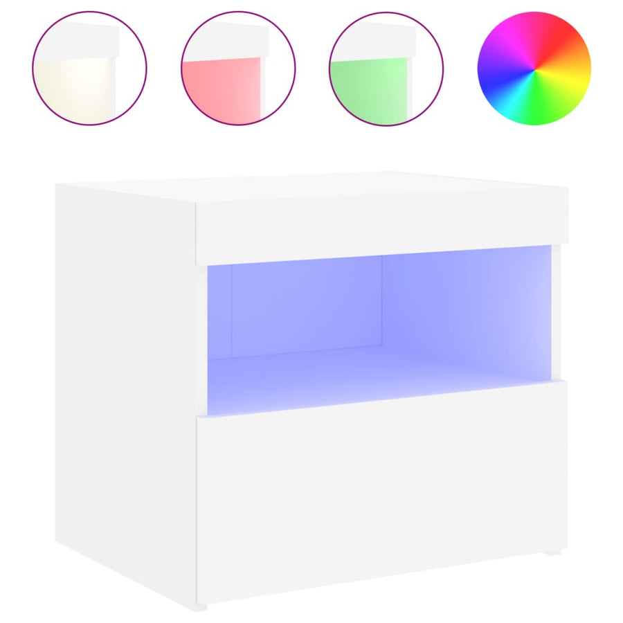 Nachtkastje Met Led-Verlichting 50X40X45 Cm 1 Wit