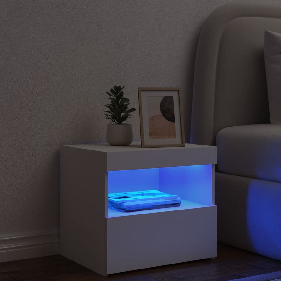 Nachtkastje Met Led-Verlichting 50X40X45 Cm 1 Wit