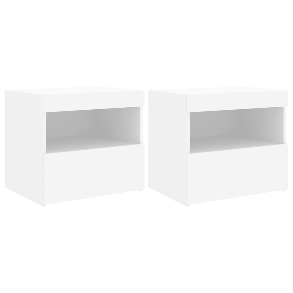 Nachtkastjes Met Led-Verlichting 50X40X45 Cm 2 Wit