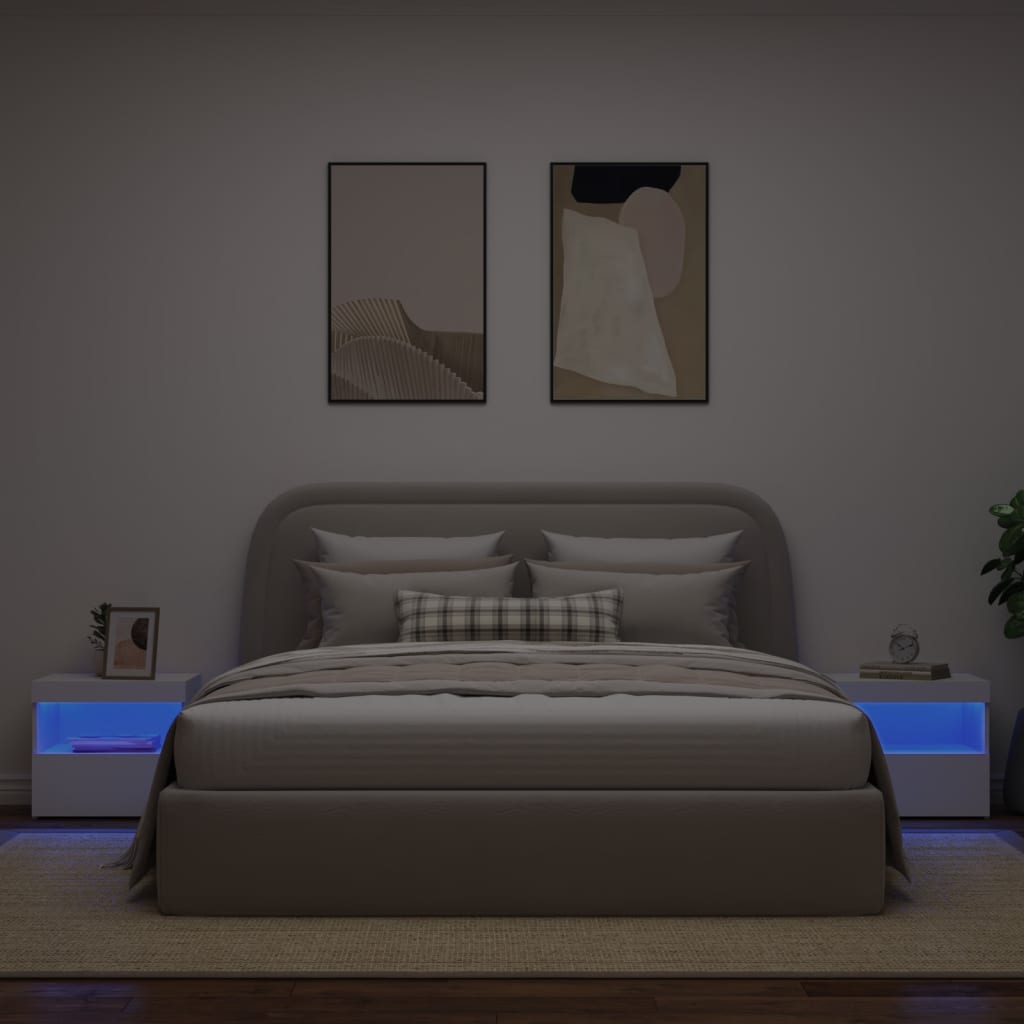 Nachtkastjes Met Led-Verlichting 50X40X45 Cm 2 Wit