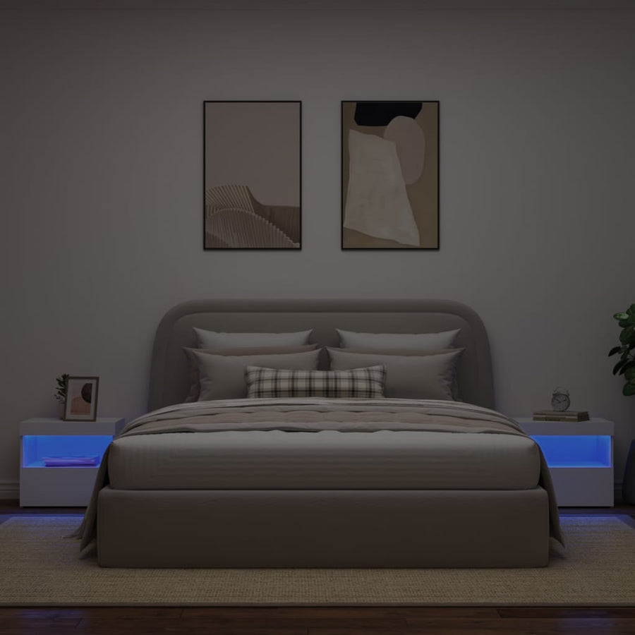 Nachtkastjes Met Led-Verlichting 50X40X45 Cm 2 Wit
