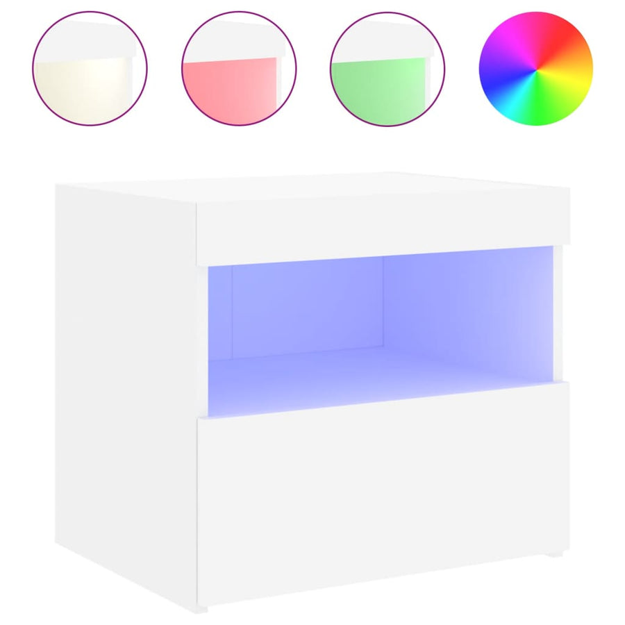 Nachtkastjes Met Led-Verlichting 50X40X45 Cm 2 Wit