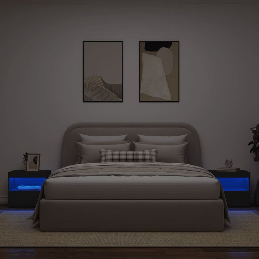 Nachtkastjes Met Led-Verlichting 50X40X45 Cm 2 Zwart