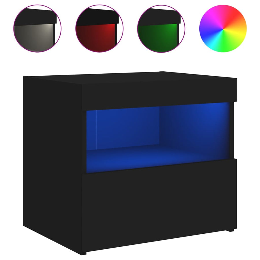 Nachtkastjes Met Led-Verlichting 50X40X45 Cm 2 Zwart