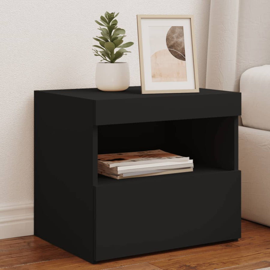 Nachtkastjes Met Led-Verlichting 50X40X45 Cm 2 Zwart