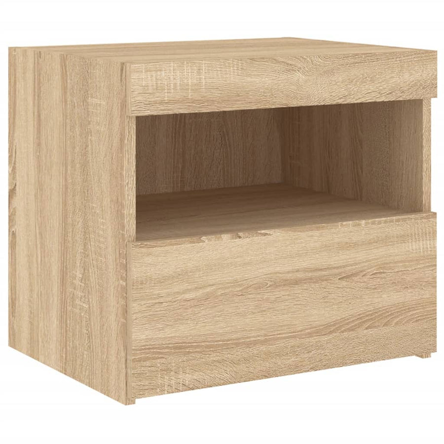 Nachtkastje Met Led-Verlichting 50X40X45 Cm Kleurig 1 Sonoma eiken