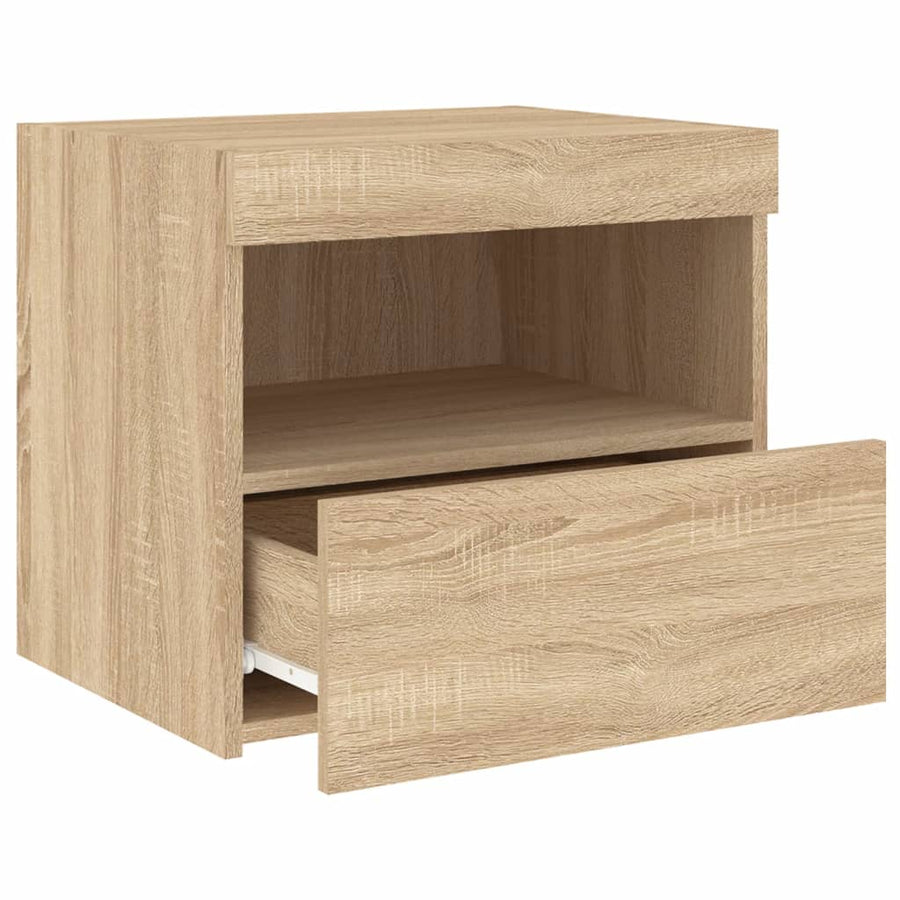 Nachtkastje Met Led-Verlichting 50X40X45 Cm Kleurig 1 Sonoma eiken