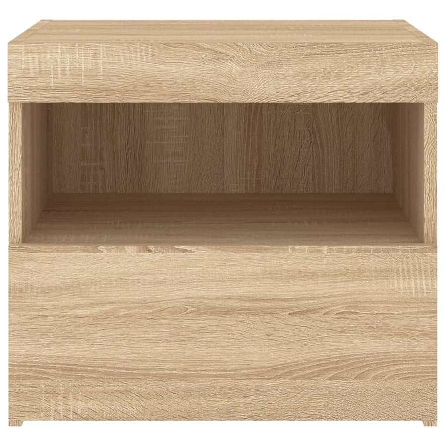 Nachtkastje Met Led-Verlichting 50X40X45 Cm Kleurig 1 Sonoma eiken