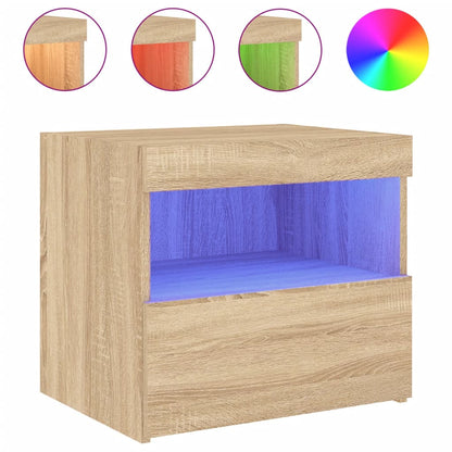 Nachtkastjes Met Led 50X40X45 Cm Kleurig 2 Sonoma eiken
