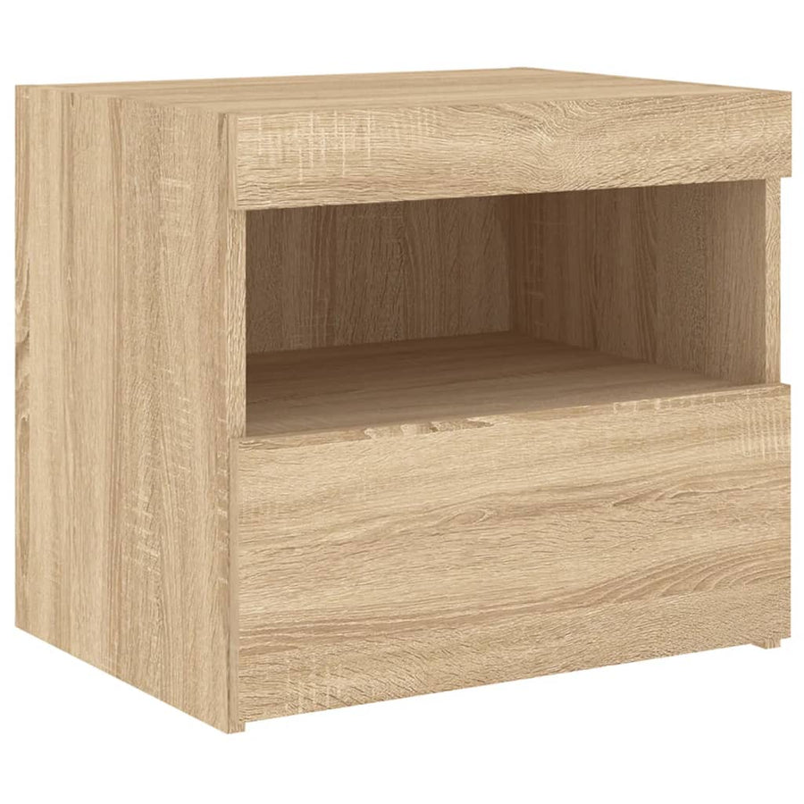 Nachtkastjes Met Led 50X40X45 Cm Kleurig 2 Sonoma eiken