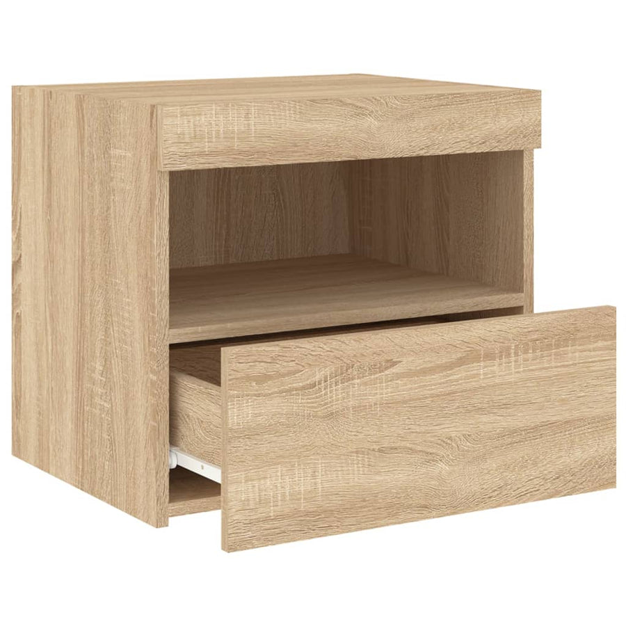 Nachtkastjes Met Led 50X40X45 Cm Kleurig 2 Sonoma eiken
