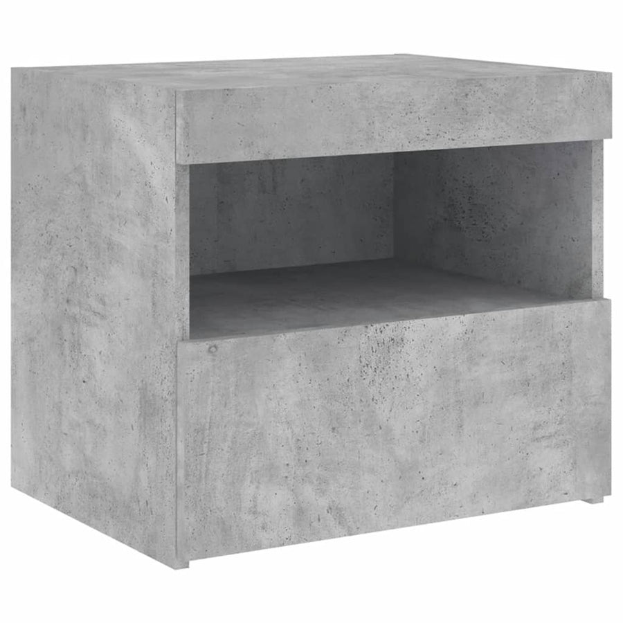 Nachtkastje Met Led-Verlichting 50X40X45 Cm 1 Betongrijs