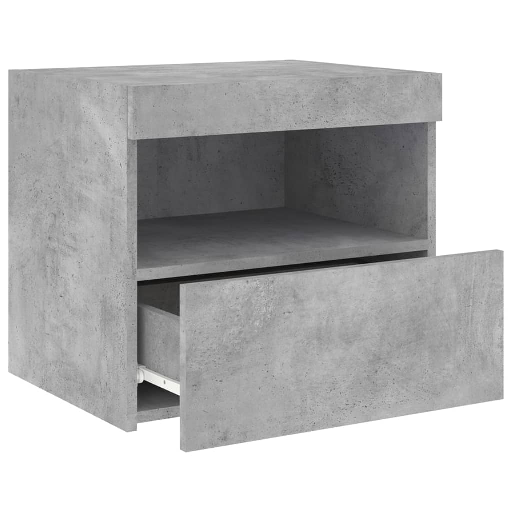 Nachtkastje Met Led-Verlichting 50X40X45 Cm 1 Betongrijs