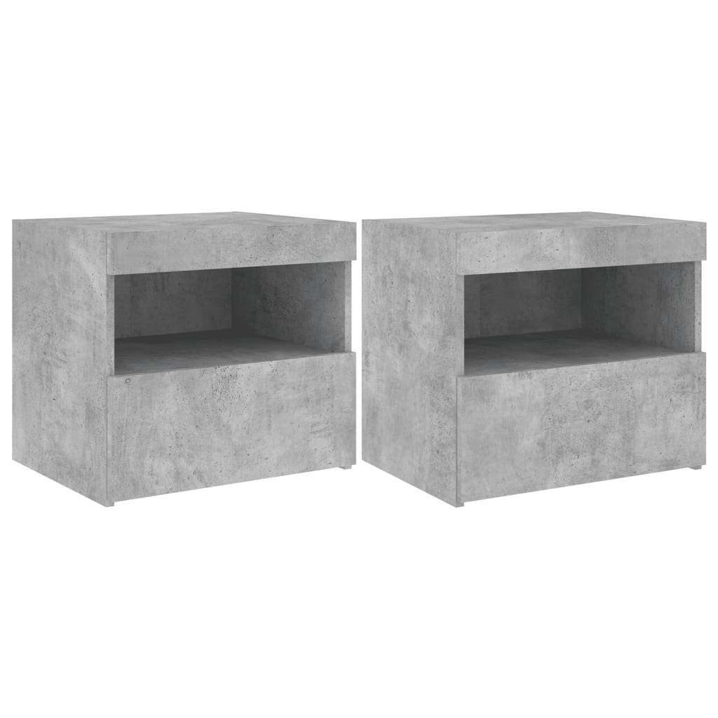 Nachtkastjes Met Led-Verlichting 50X40X45 Cm 2 Betongrijs