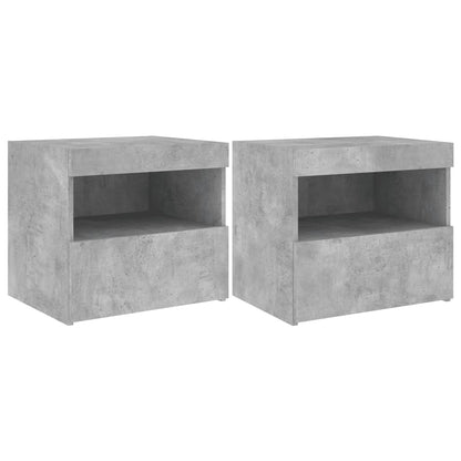Nachtkastjes Met Led-Verlichting 50X40X45 Cm 2 Betongrijs