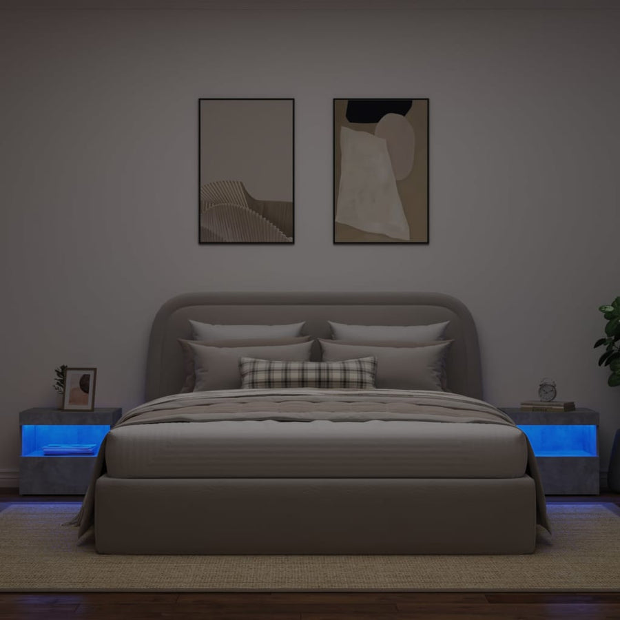Nachtkastjes Met Led-Verlichting 50X40X45 Cm 2 Betongrijs