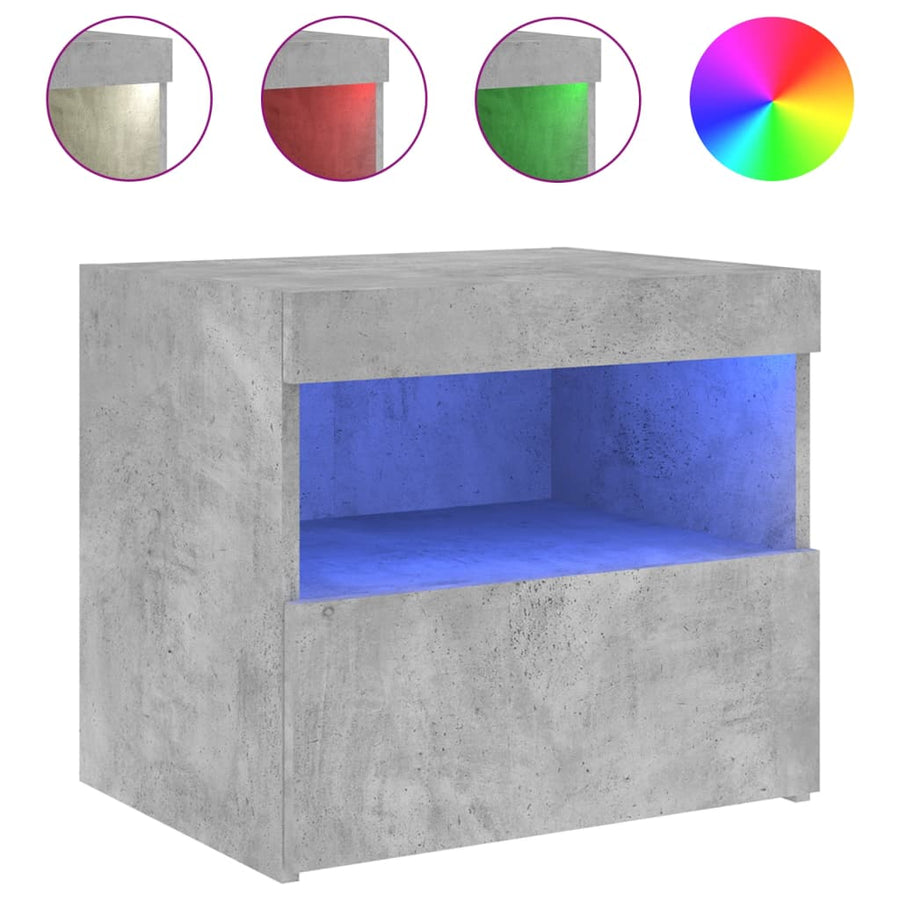 Nachtkastjes Met Led-Verlichting 50X40X45 Cm 2 Betongrijs
