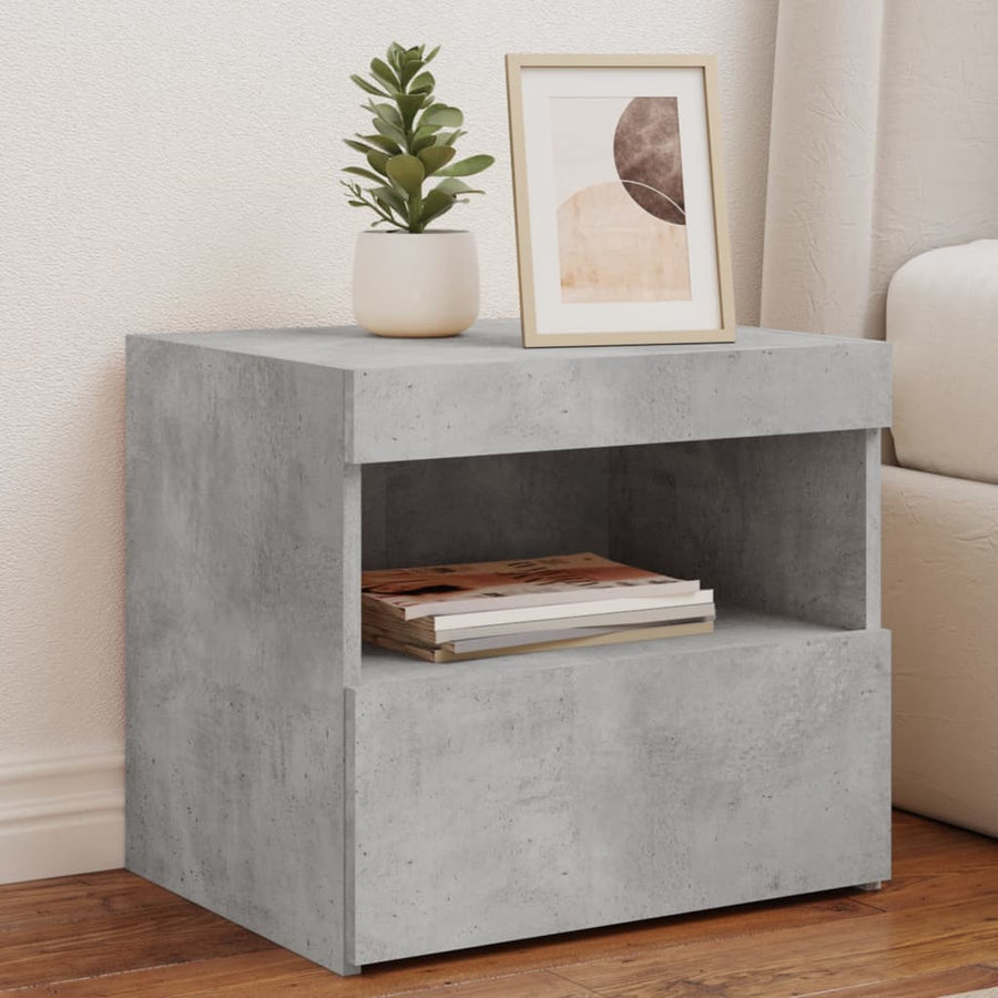 Nachtkastjes Met Led-Verlichting 50X40X45 Cm 2 Betongrijs