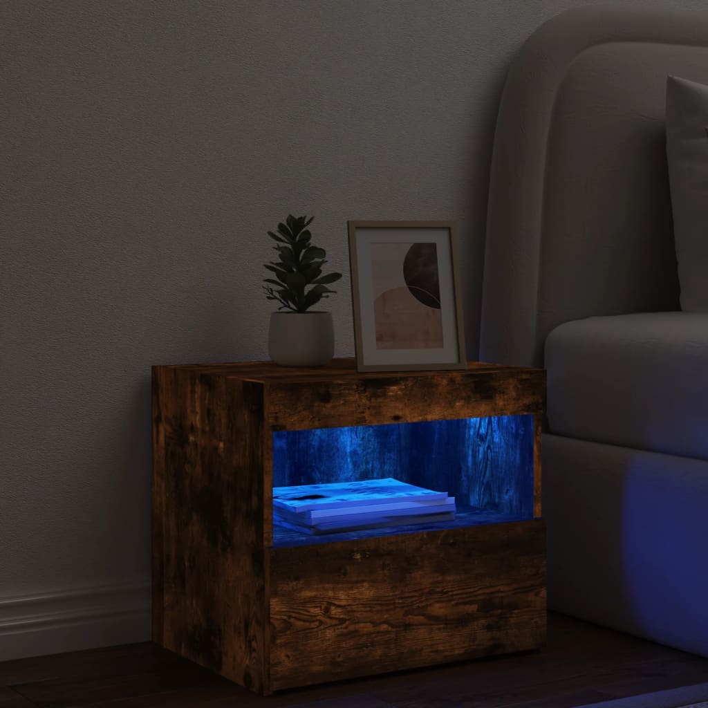 Nachtkastje Met Led-Verlichting 50X40X45 Cm Kleur 1 Gerookt eiken