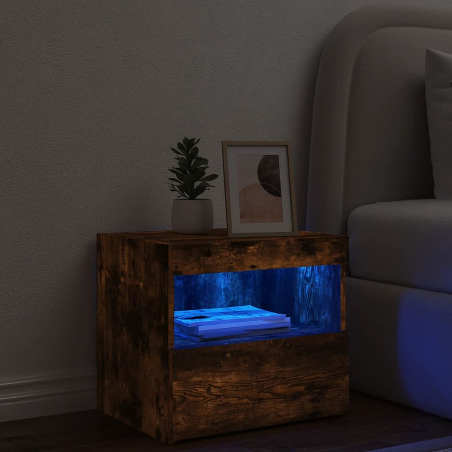 Nachtkastje Met Led-Verlichting 50X40X45 Cm Kleur 1 Gerookt eiken