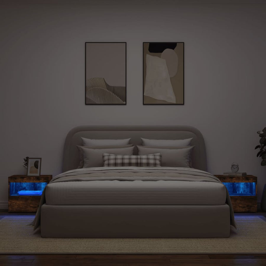 Nachtkastjes Met Led-Verlichting 50X40X45 Cm 2 Gerookt eiken