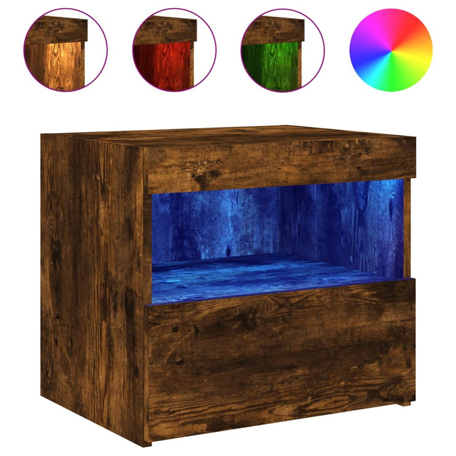 Nachtkastjes Met Led-Verlichting 50X40X45 Cm 2 Gerookt eiken