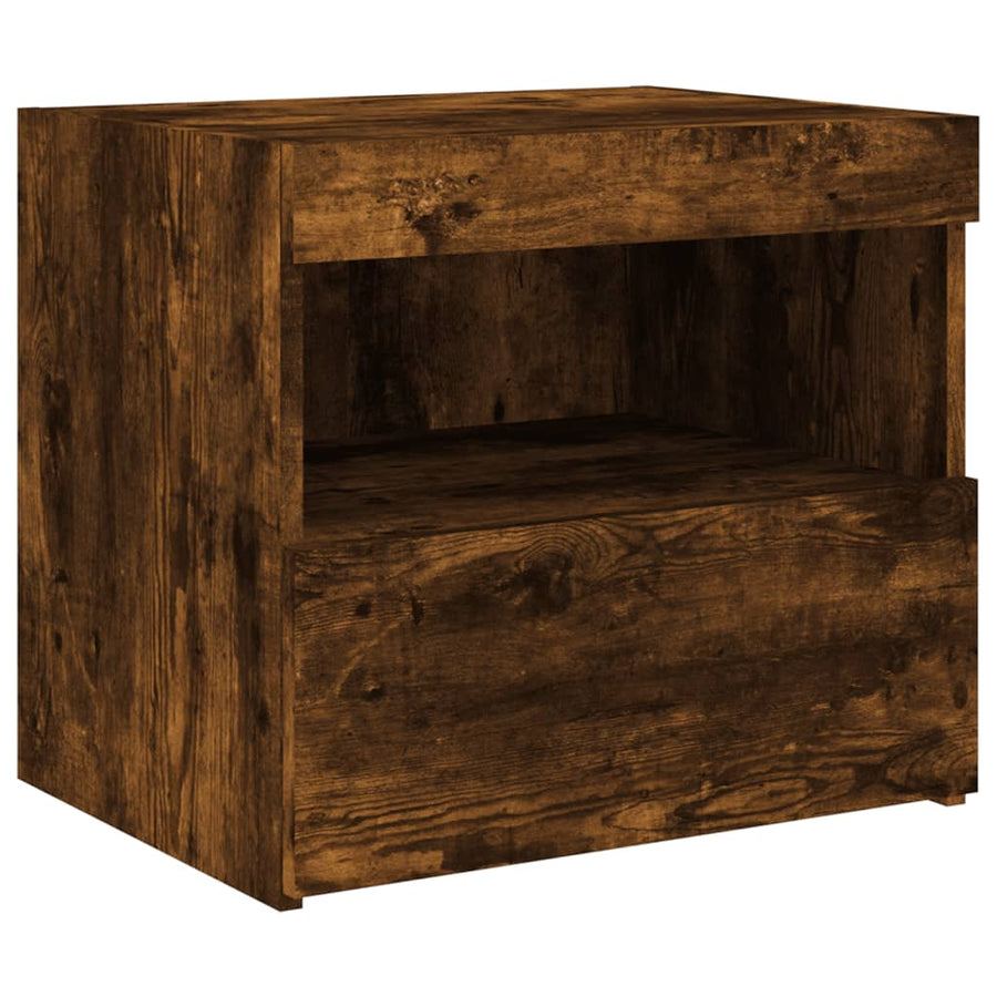 Nachtkastjes Met Led-Verlichting 50X40X45 Cm 2 Gerookt eiken