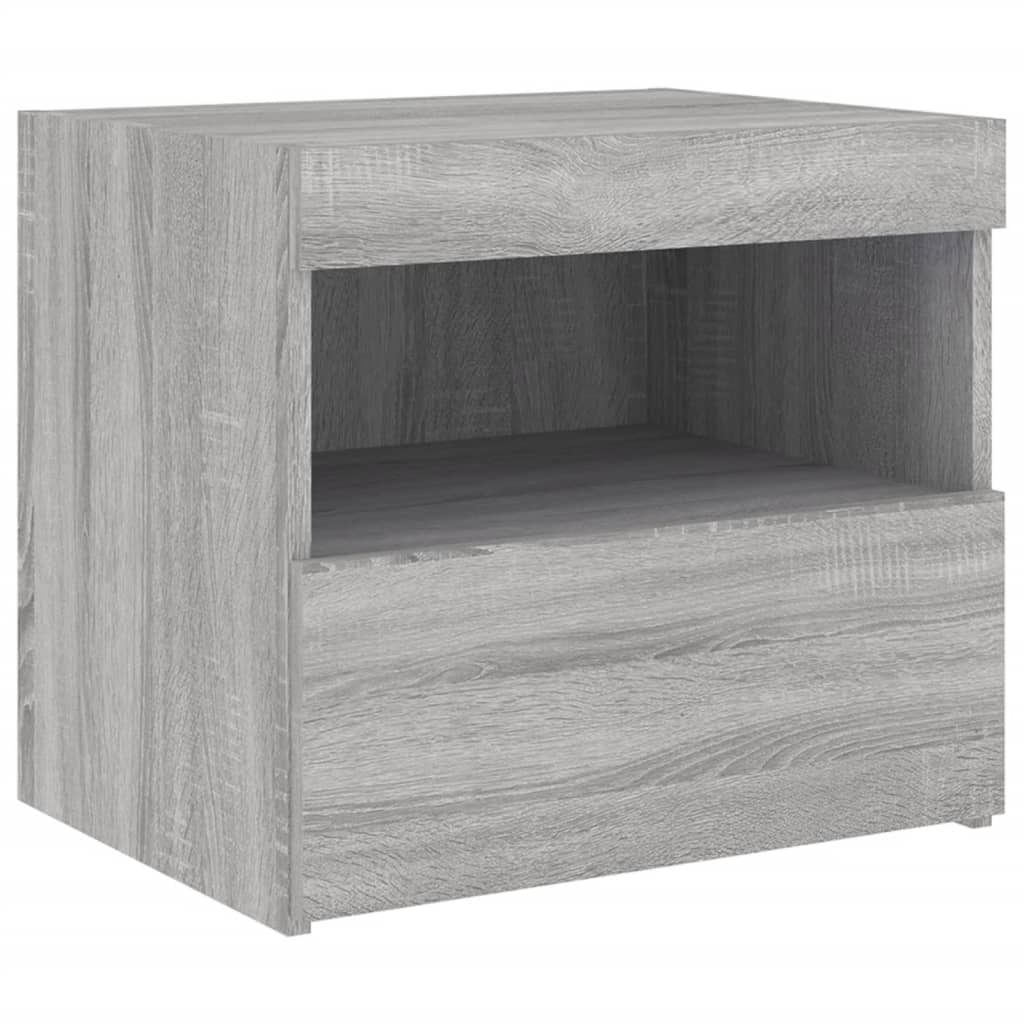 Nachtkastje Met Led-Verlichting 50X40X45 Cm Eiken 1 Grijs sonoma