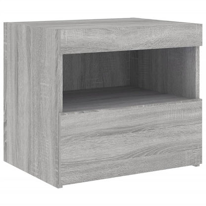 Nachtkastje Met Led-Verlichting 50X40X45 Cm Eiken 1 Grijs sonoma