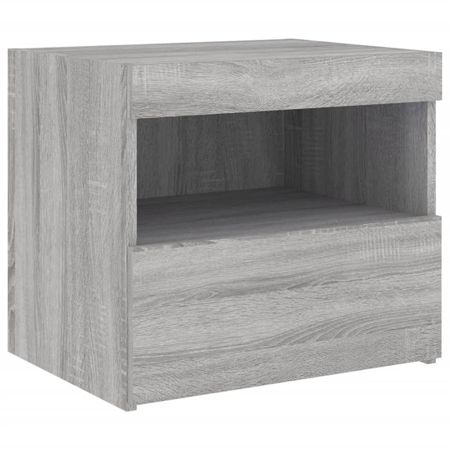 Nachtkastje Met Led-Verlichting 50X40X45 Cm Eiken 1 Grijs sonoma